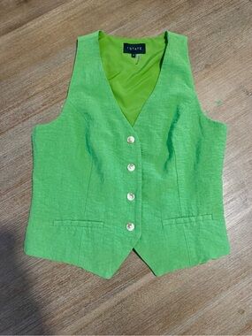 1. State Lime Green Linen Vest